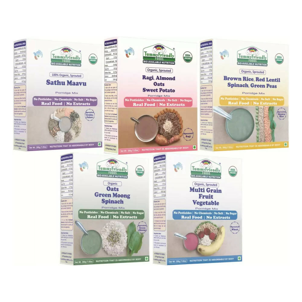 TummyFriendly Foods Organic Certified Stage3 Sprouted Porridge Mixes - 5 Packs  Grab2Buy TummyFriendly Foods Grab2Buy