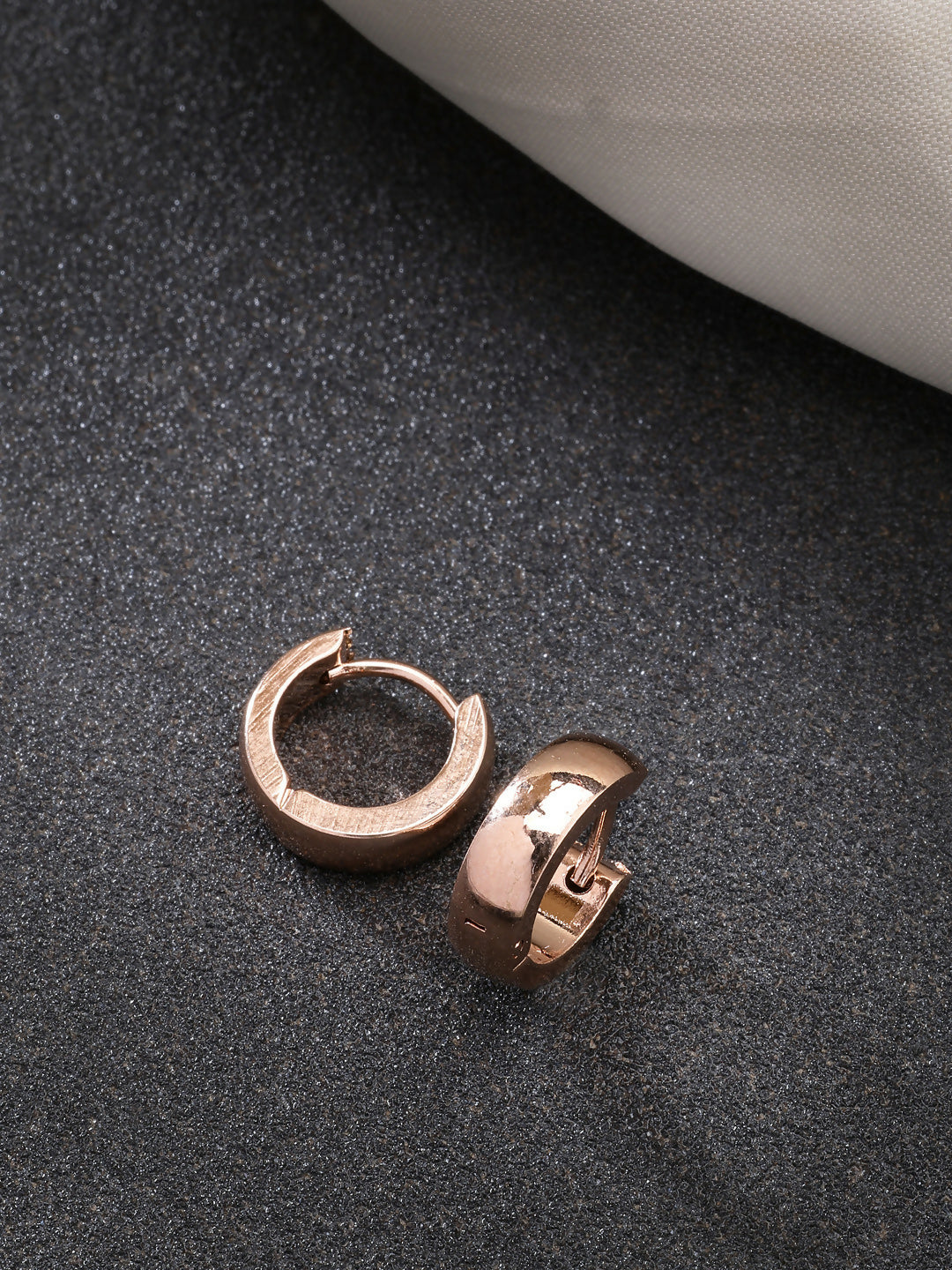 NVR Men's Rose Gold Stainless Steel Hoop Earrings - Grab2buy