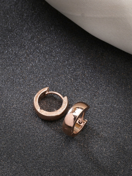 NVR Men's Rose Gold Stainless Steel Hoop Earrings - Grab2buy