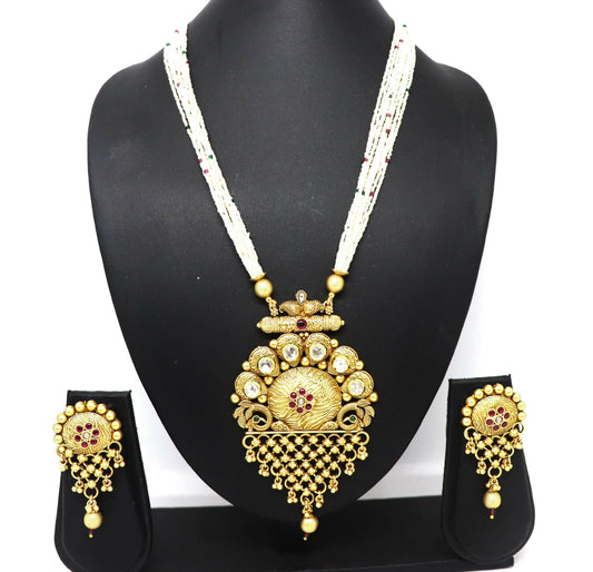 Joban Fashion White With Rajwadi Polish Necklace Set | Swadesiicart