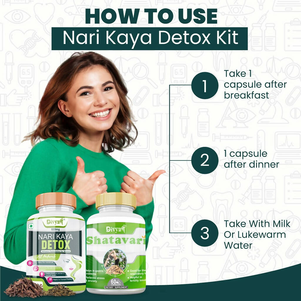Divya Shree Nari Kaya Detox Capsule and Shatavari Capsule Combo 
