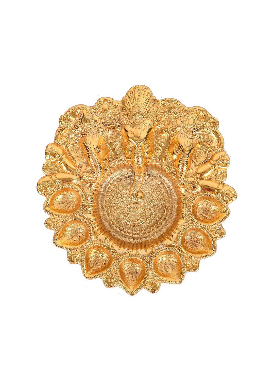 Craftvatika Gold-Toned Metal Lord Ganesha Design Kuber Diya 