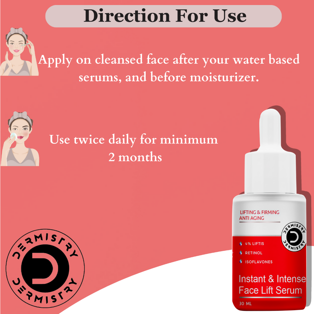 Dermistry Instant Intense Anti Aging Lifting Firming Face Serum Retinol Hyaluronic Acid for Wrinkles 