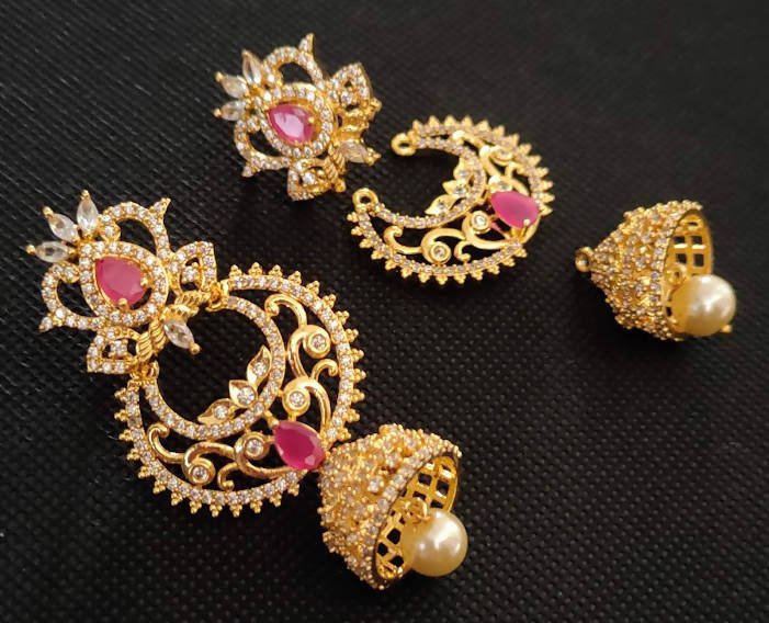 AD Rubies Designer 4 in 1 earrings  Grab2Buy Mokshi Collections Grab2Buy