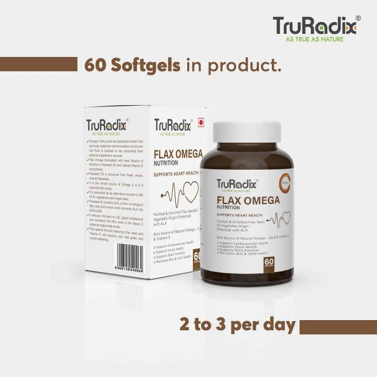 Truradix Flax Omega Nutrition Soft Gels 