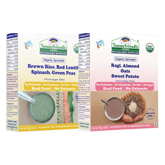 TummyFriendly Foods Stage3 Porridge Mixes for 8 Months Old Baby Ragi, Brown Rice Combo - Distacart