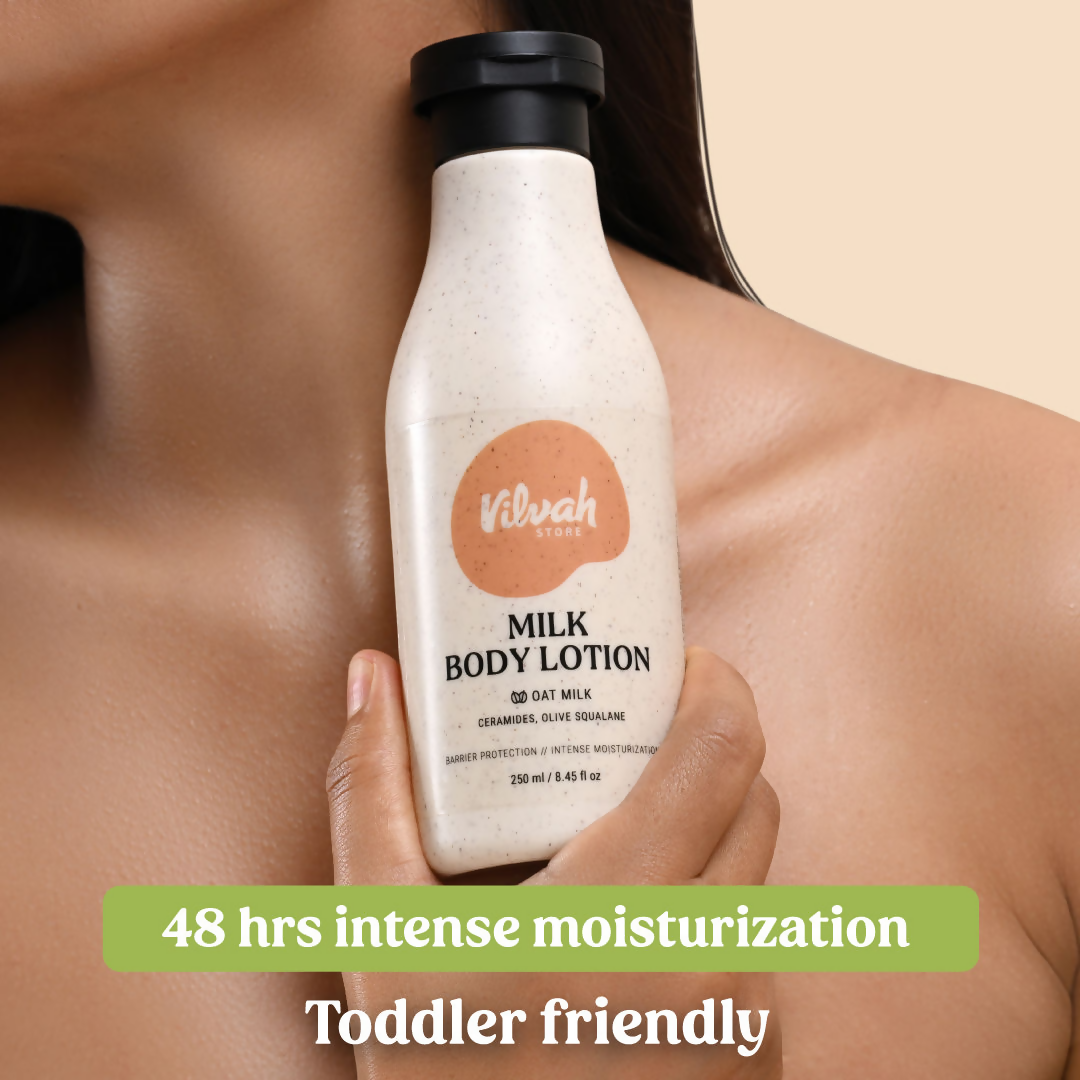 Vilvah Store Milk Body Lotion With Oat Milk, Ceramides & Olive Squalane  Grab2Buy Vilvah Store Grab2Buy
