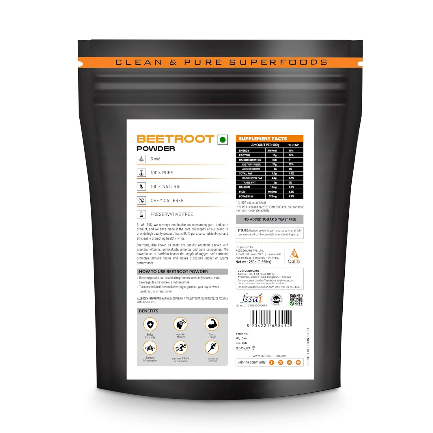 As-It-Is Nutrition Beetroot Powder 