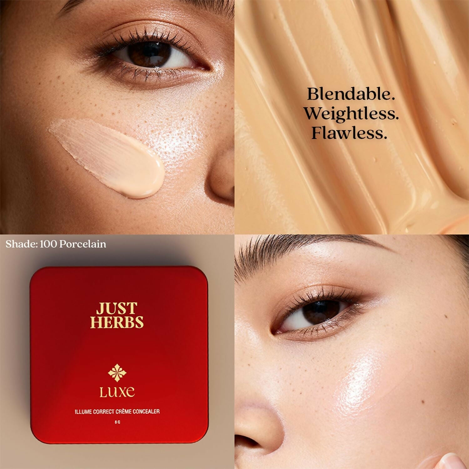 Just Herbs Luxe Illume Correct Creme Concealer Covers Dark Circles (130 Beige)