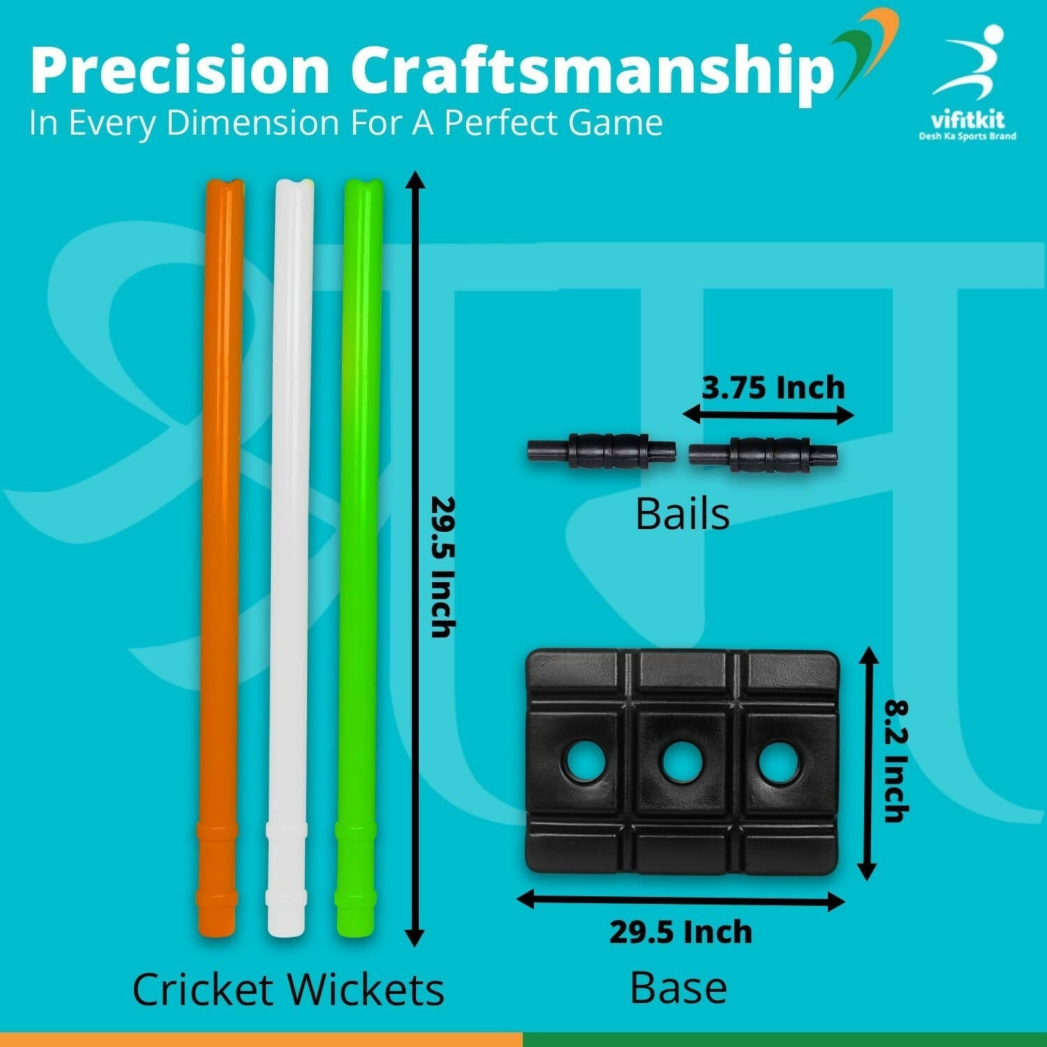 Vifitkit Cricket Stumps with Stand & Bails (Tricolour) 