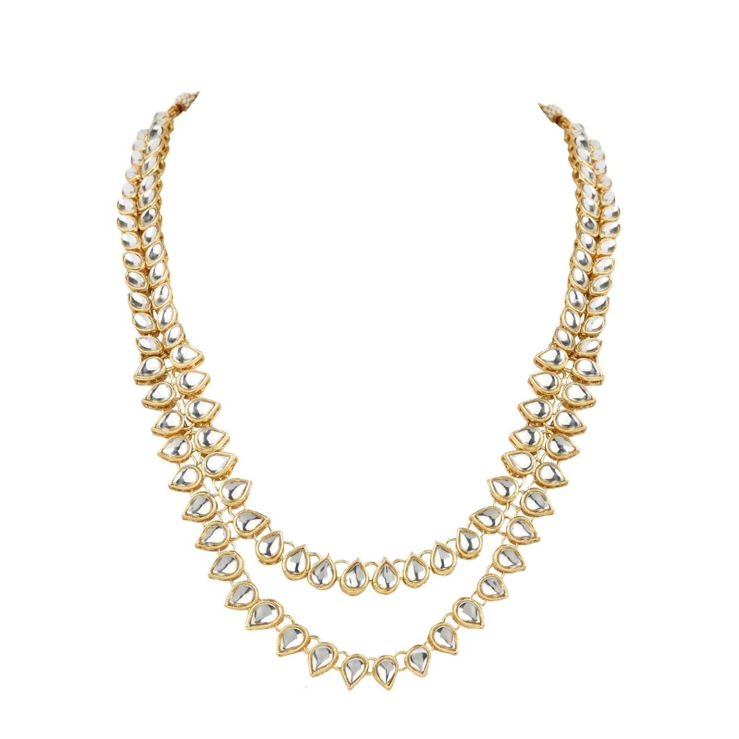 Gold-Polished Traditional Kundan Necklace Jewellery Set with Earrings & Maang Tikka for Women - Wahe Jewels Noz2Toz