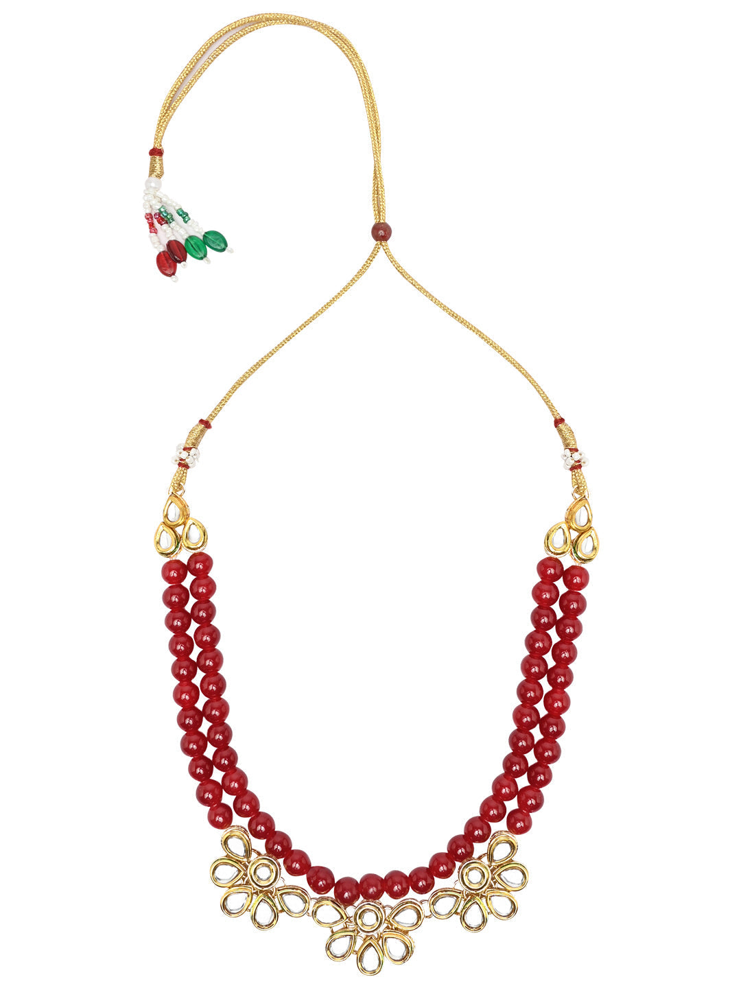 Gold-Polished Traditional Kundan & Pearls Necklace Jewellery Set with Earrings for Women And Girls - Wahe Jewels Noz2Toz