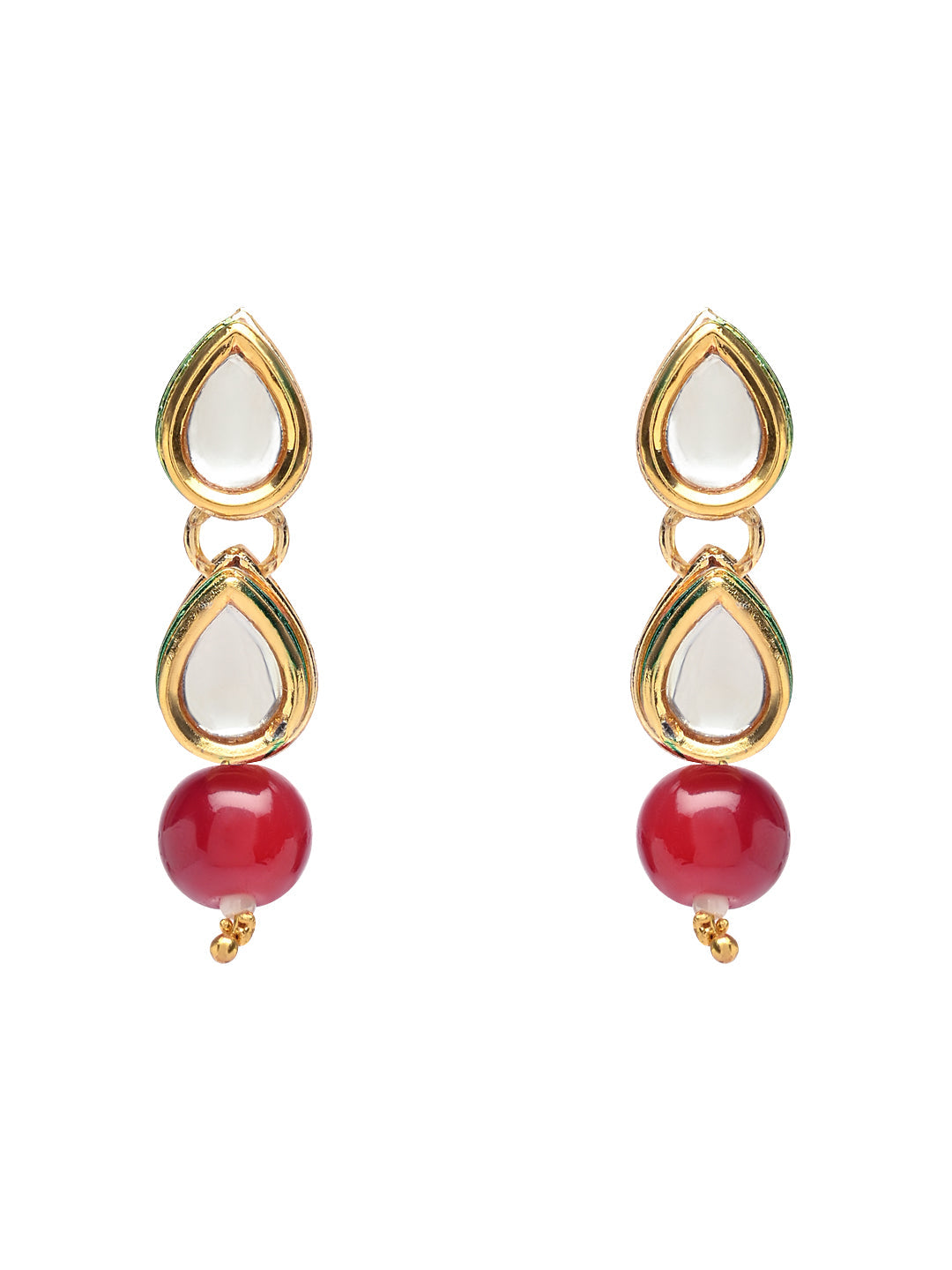 Gold-Polished Traditional Kundan & Pearls Necklace Jewellery Set with Earrings for Women And Girls - Wahe Jewels Noz2Toz