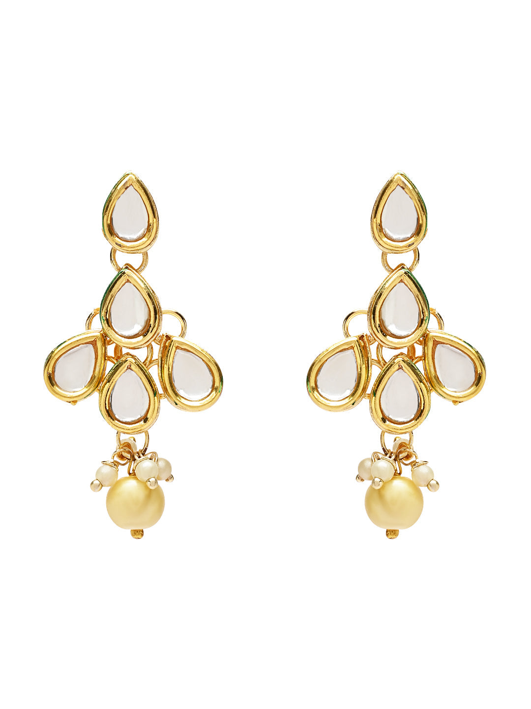 Gold-Polished Traditional Kundan & Pearls Choker Necklace Jewellery Set with Earrings for Women and Girls - Wahe Jewels Noz2Toz