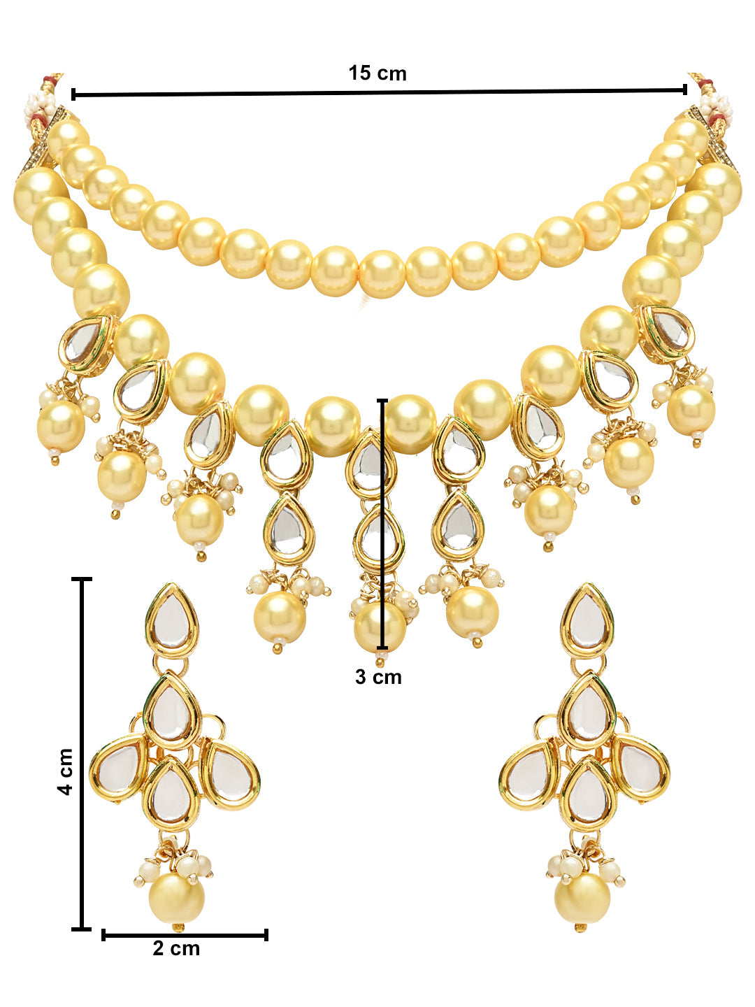 Gold-Polished Traditional Kundan & Pearls Choker Necklace Jewellery Set with Earrings for Women and Girls - Wahe Jewels Noz2Toz