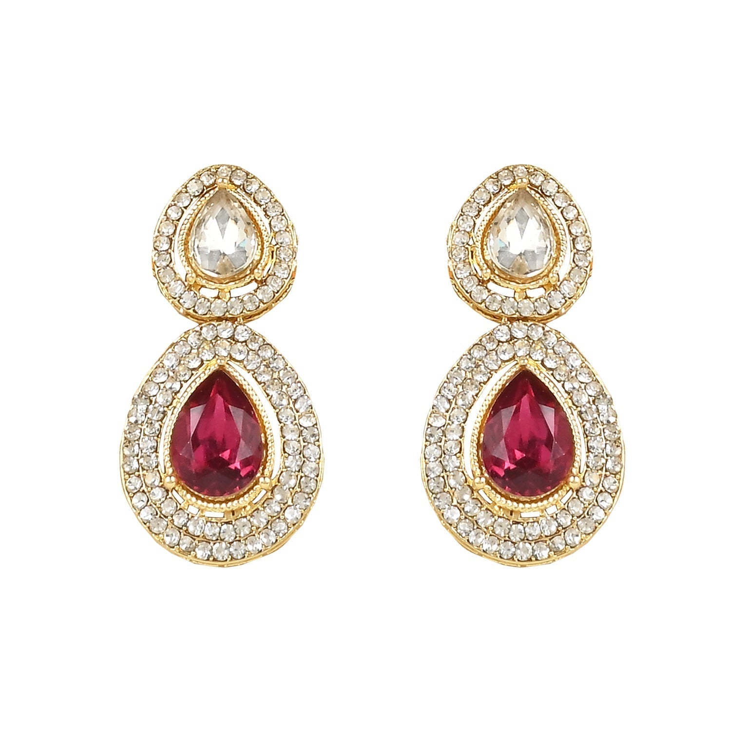 Gold-Polished Traditional Kundan & Stone Studded Choker Necklace Jewellery Set with Earrings & Maang Tikka for Women And Girls - Wahe Jewels Noz2Toz