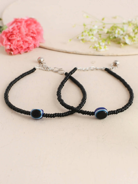 VOJ Women Black Color stainless steel Anklet | Grab2Buy