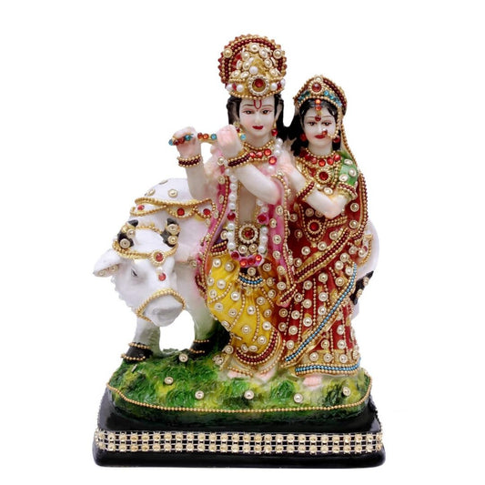 Buji Craft Radha Krishna Cow Idol - Grab2buy