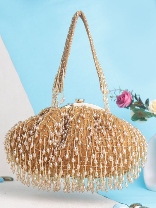 New Stylish Partywear Golden Crystal Potli Bag for Womens by House of Ree