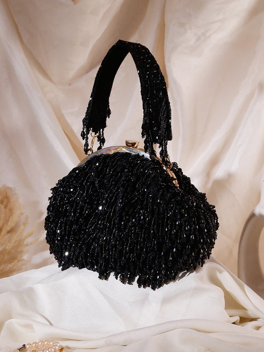 New Stylish Partywear BlackCrystal Potli Bag for Womens by House of Ree