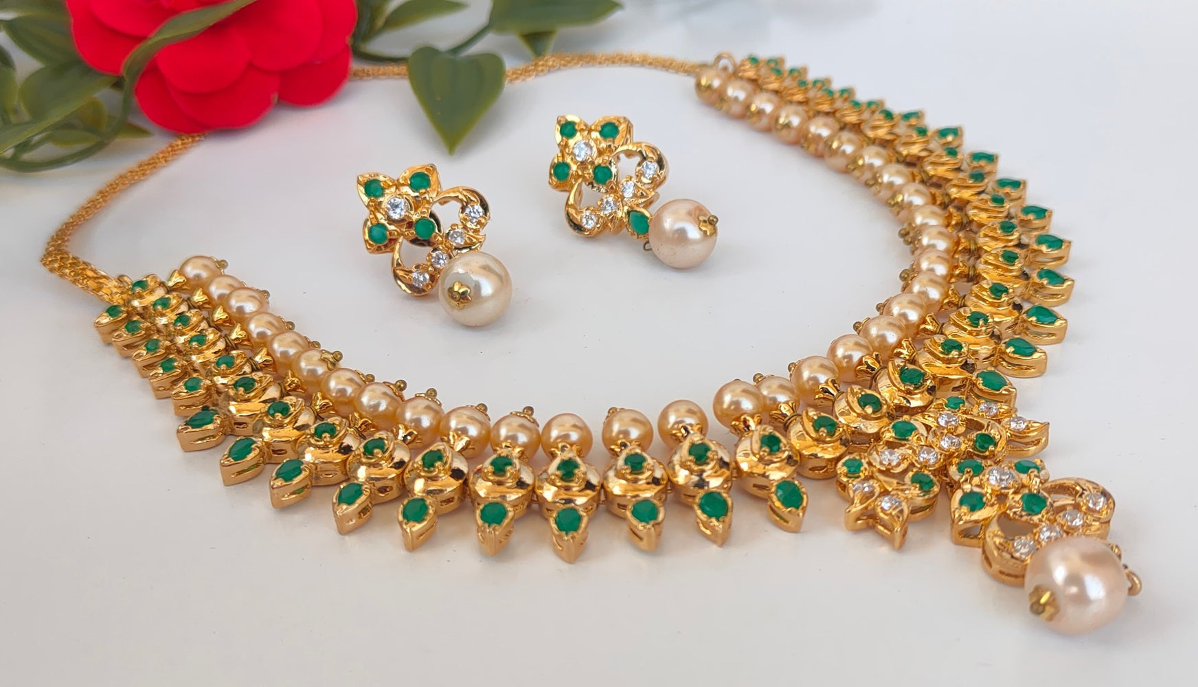 Uncuts & Emeralds Bridal Jewelry Set - Grab2buy