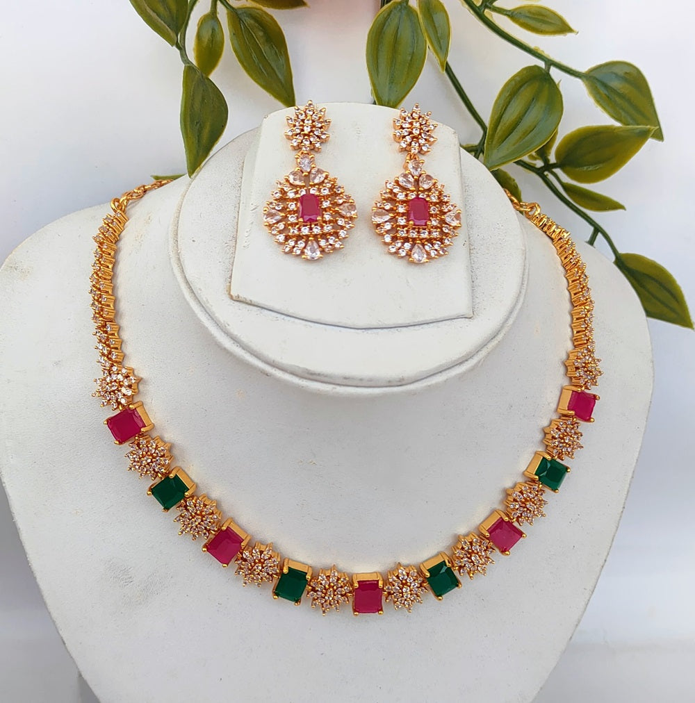 Multicolor AD Designer Necklace Set - Grab2buy