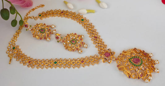 Pink & Green Bridal Necklace Set - Grab2buy