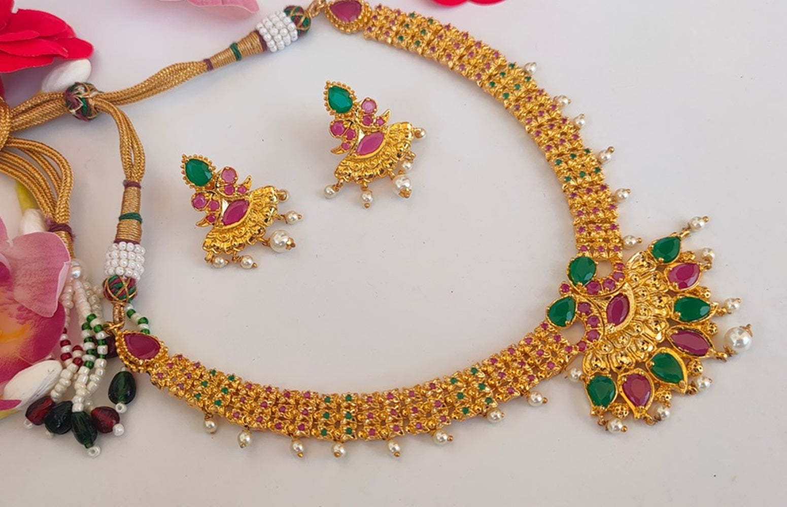 Ruby Emeralds Gold Plated Bridal Jewelry - Grab2buy