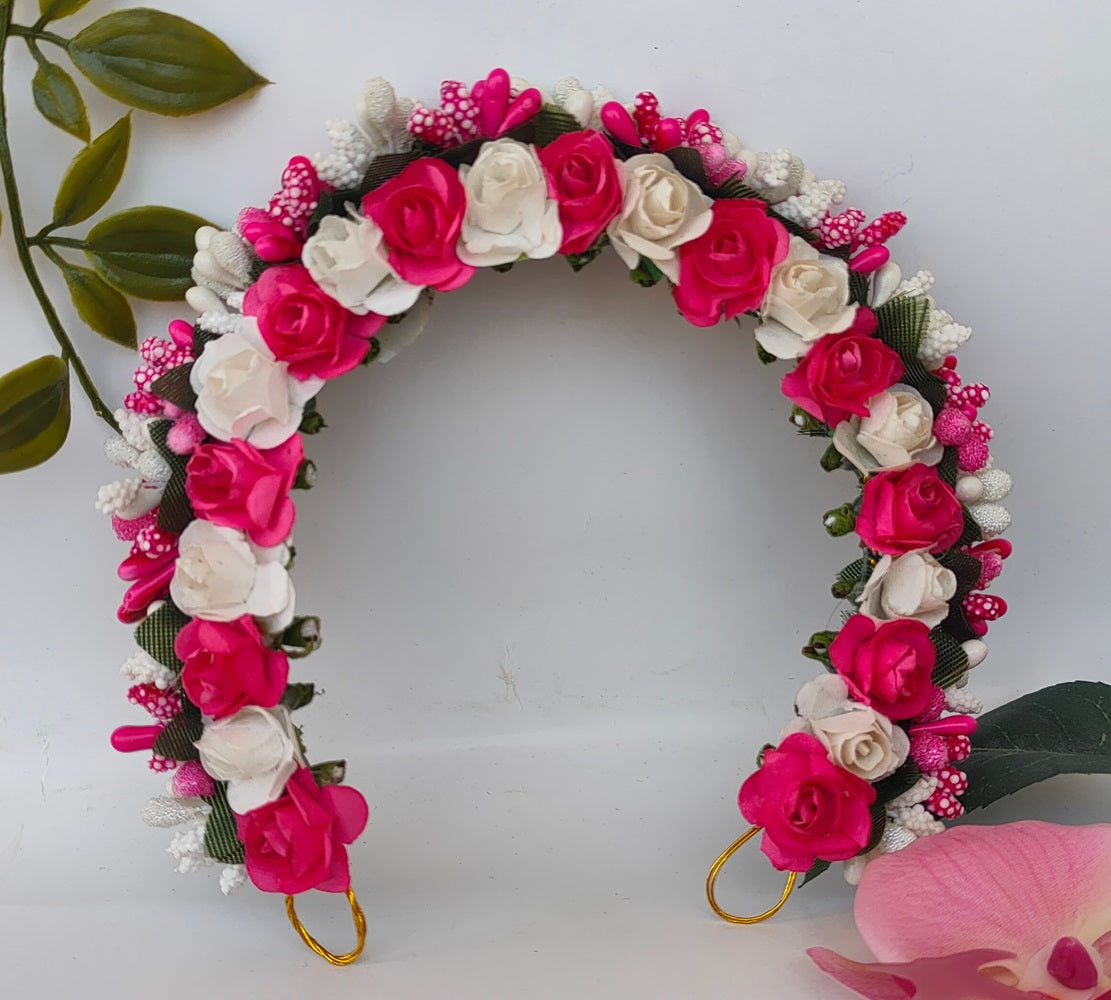 Pink & White Flower Hair Gajra - Grab2buy