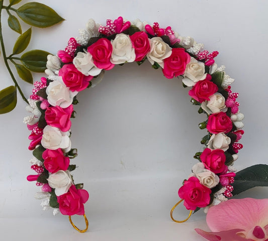 Pink & White Flower Hair Gajra - Grab2buy