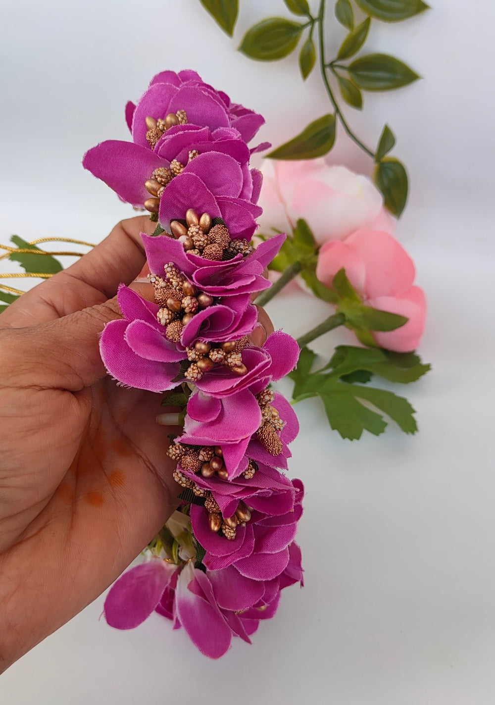 Arificial Purple Orchids Flower Gajra - Grab2buy