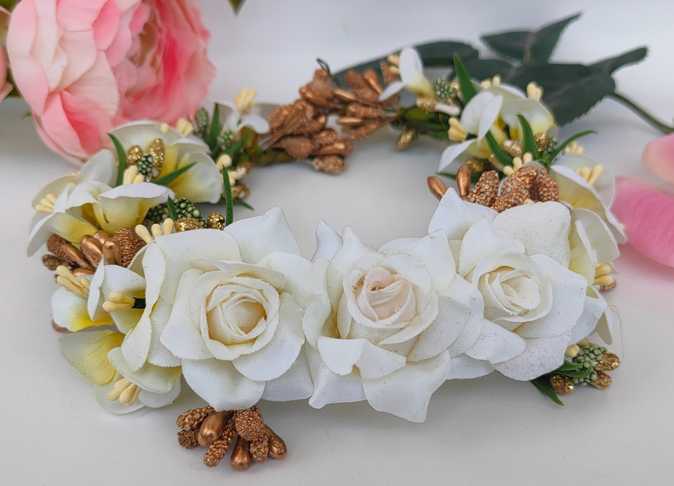 White Bridal Flower Hair Accessories  Grab2Buy Mokshi Collections Grab2Buy