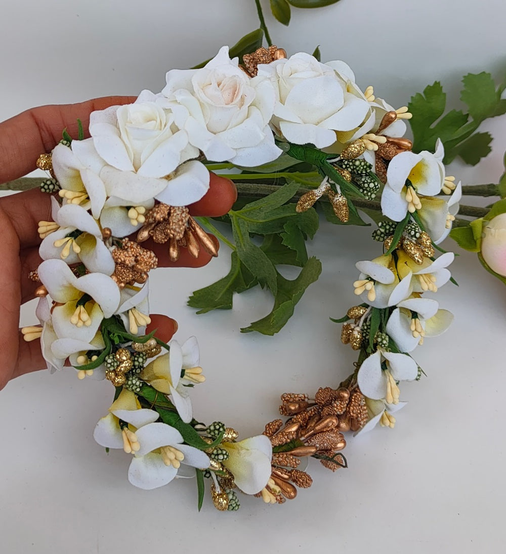 White Bridal Flower Hair Accessories  Grab2Buy Mokshi Collections Grab2Buy