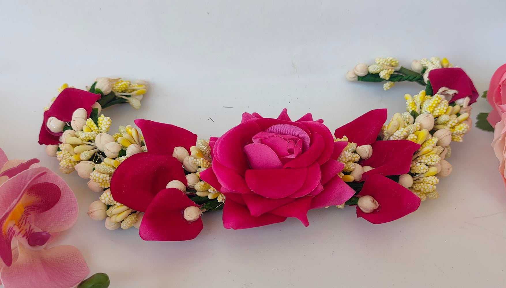 Pink Rose Flower Hair Gajra - Grab2buy