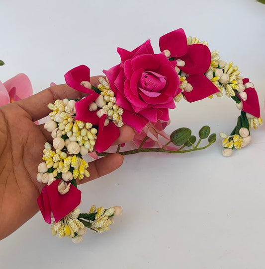 Pink Rose Flower Hair Gajra - Grab2buy