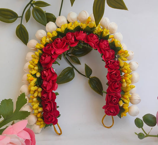Red & Yellow Flower Hair Gajra - Grab2buy