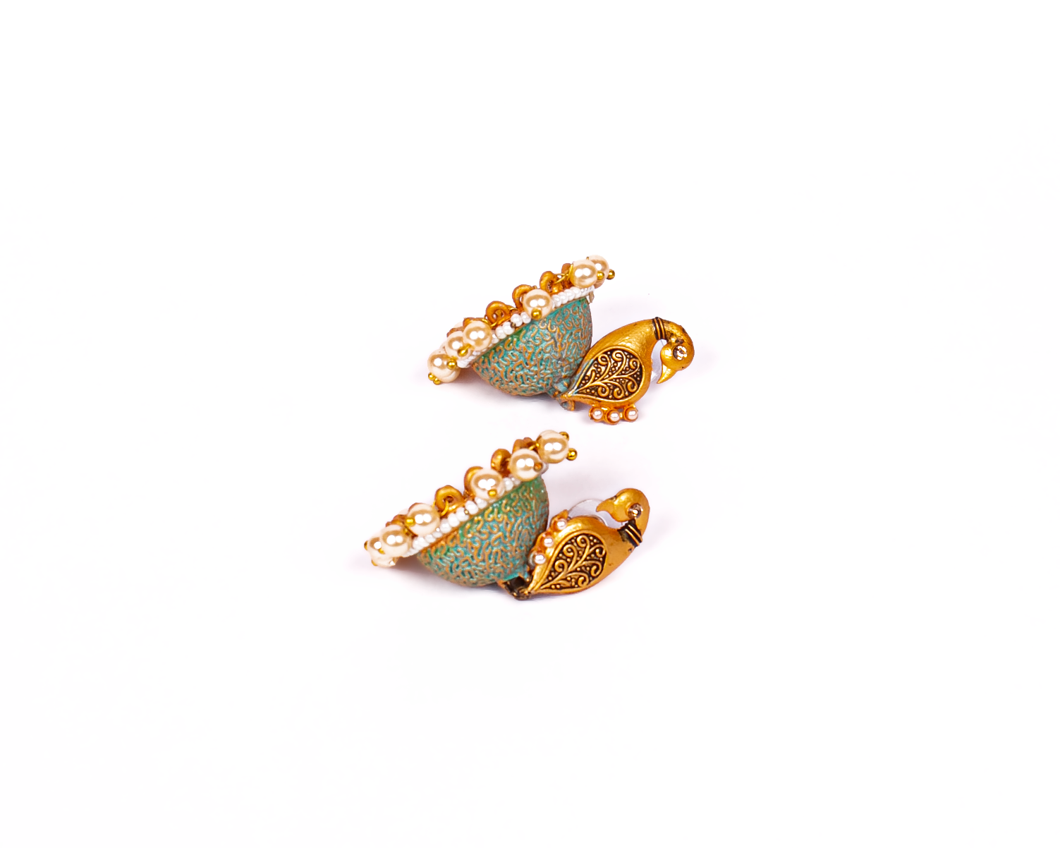 Gold-Plated Alloy Peacock Shape Jhumki Earrings - The Pari - Grab2buy