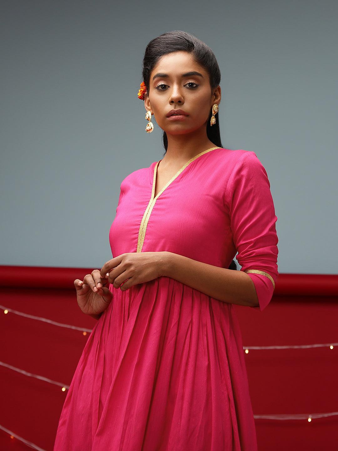 trueBrowns Pink Gold Lace Dress 