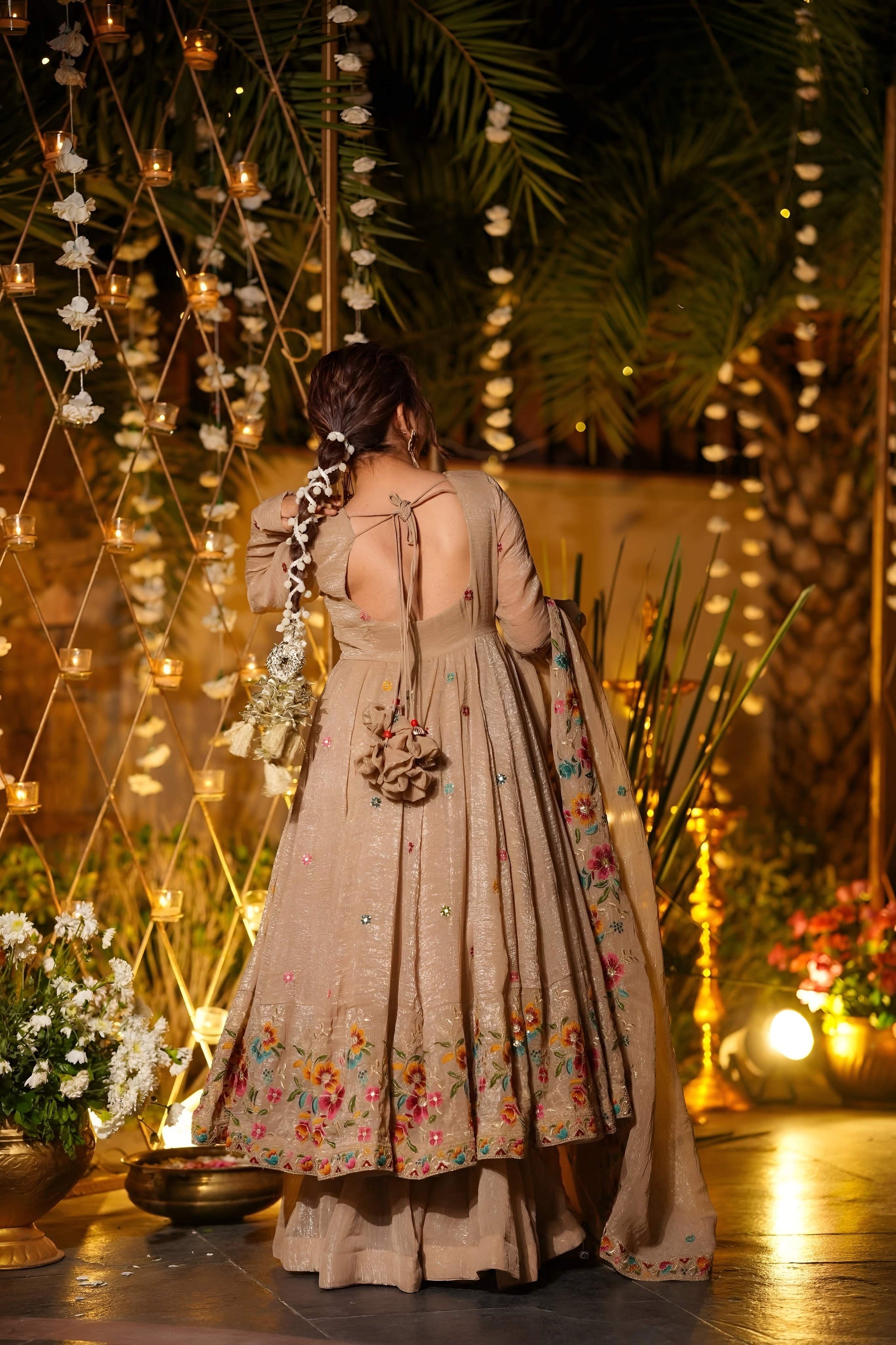 Yash Enterprise Beige Crunchy Silk Party Wear Embroidery Suit Set  Grab2Buy Yash Enterprise Grab2Buy