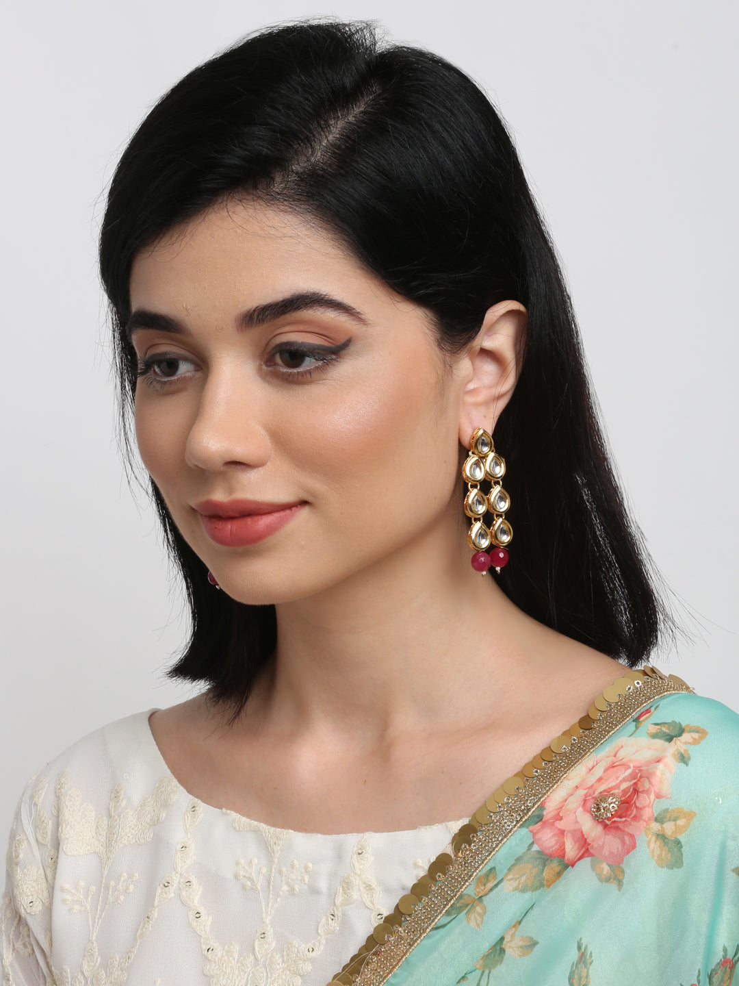Stone Kundan Earrings - Ruby Raang - Grab2buy