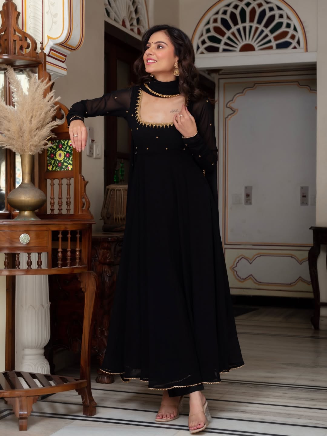 Yash Enterprise Black Blooming Silk Party Wear Embroidery Suit Set  Grab2Buy Yash Enterprise Grab2Buy