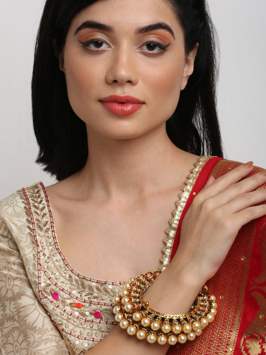 Multi Embellished Bangle Set Of 2 - Ruby Raang - Grab2buy