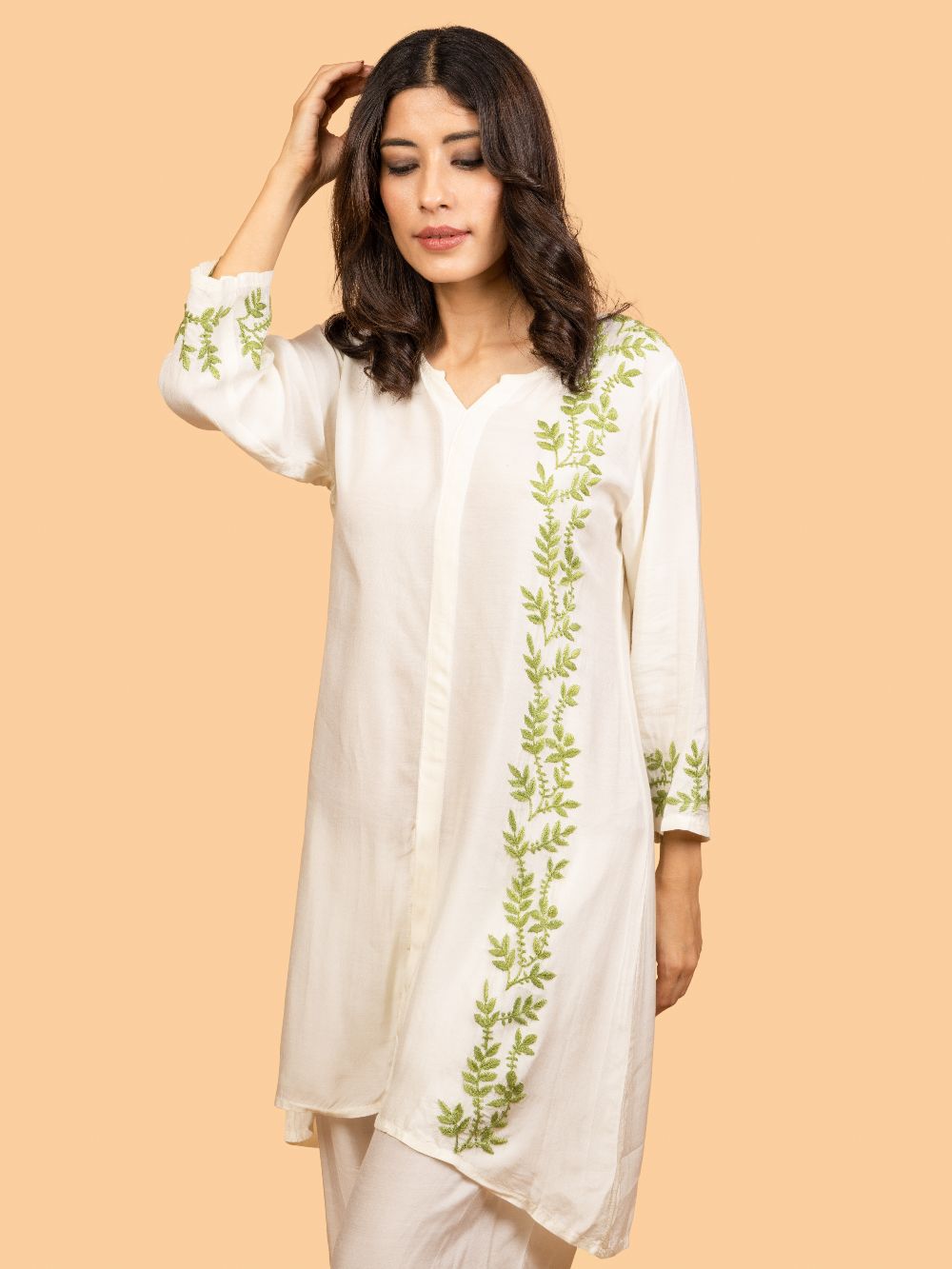 Gharana India Pure Muslin Short Chikankari Kurta 