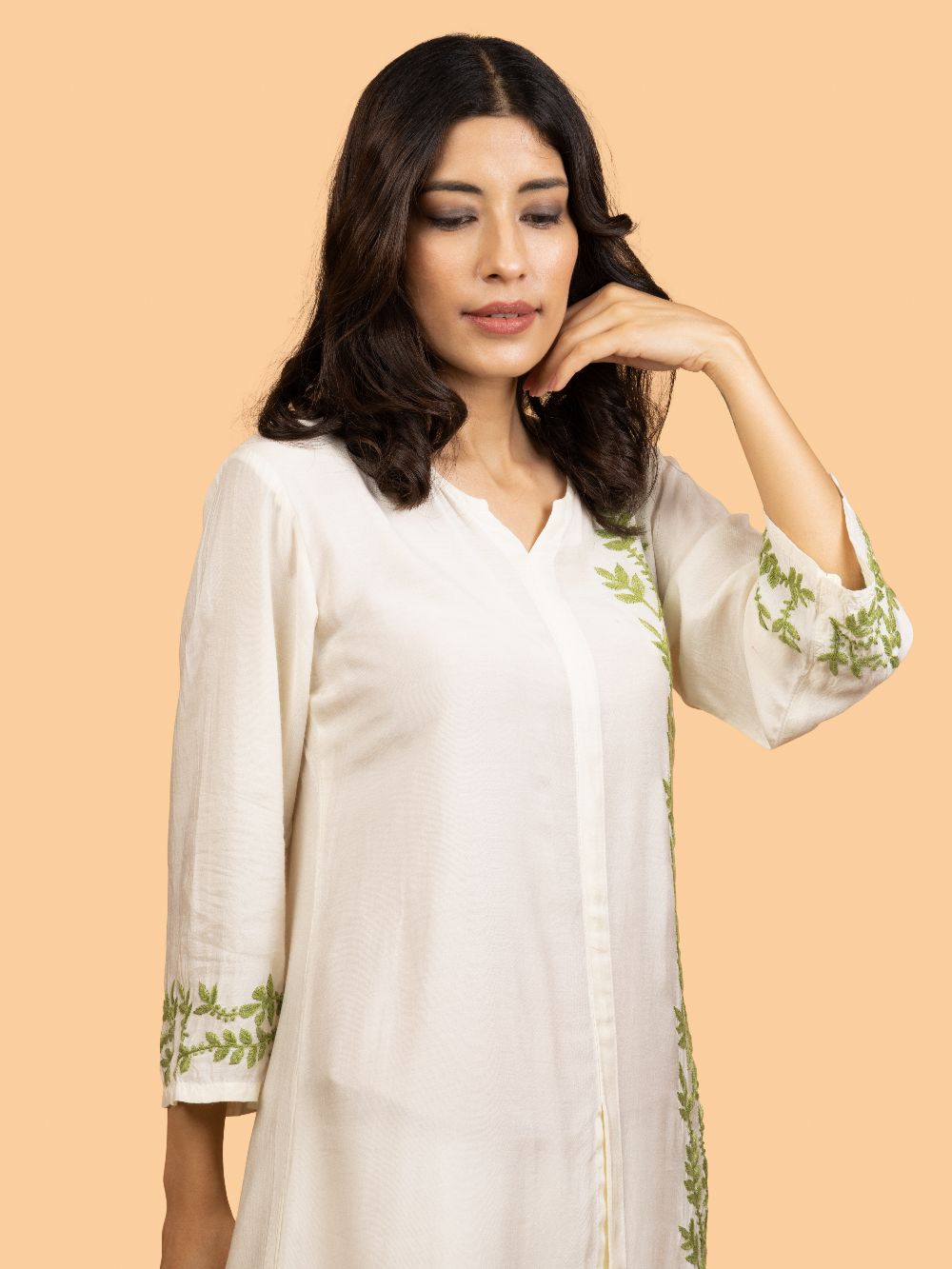 Gharana India Pure Muslin Short Chikankari Kurta 