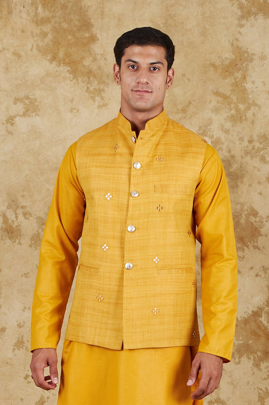 Bluesaanchi Men's Yellow Waistcoat | Swadesiicart