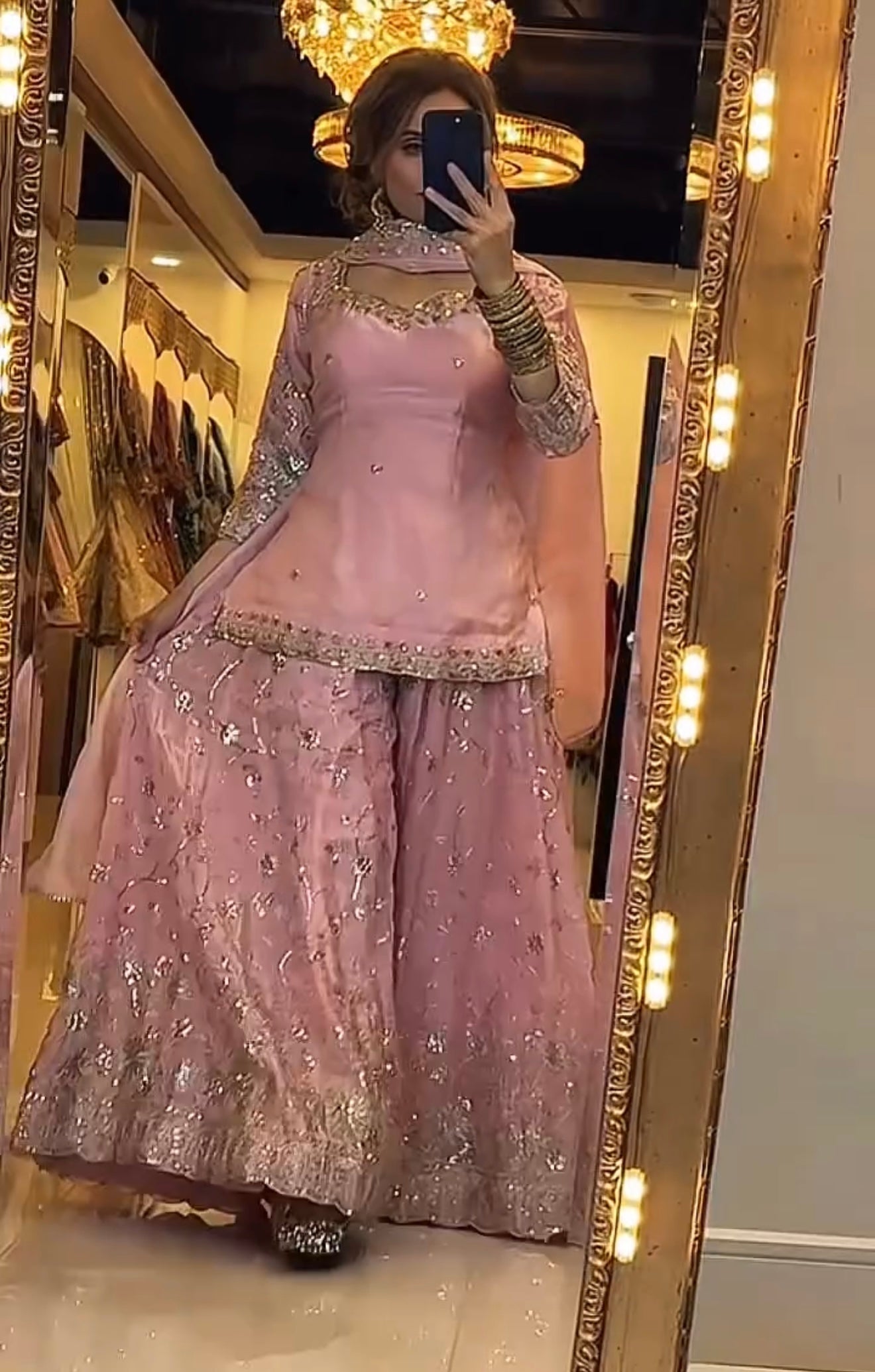 Yash Enterprise Peach Fandy Silk Party Wear Embroidery Sharara Suit Set  Grab2Buy Yash Enterprise Grab2Buy