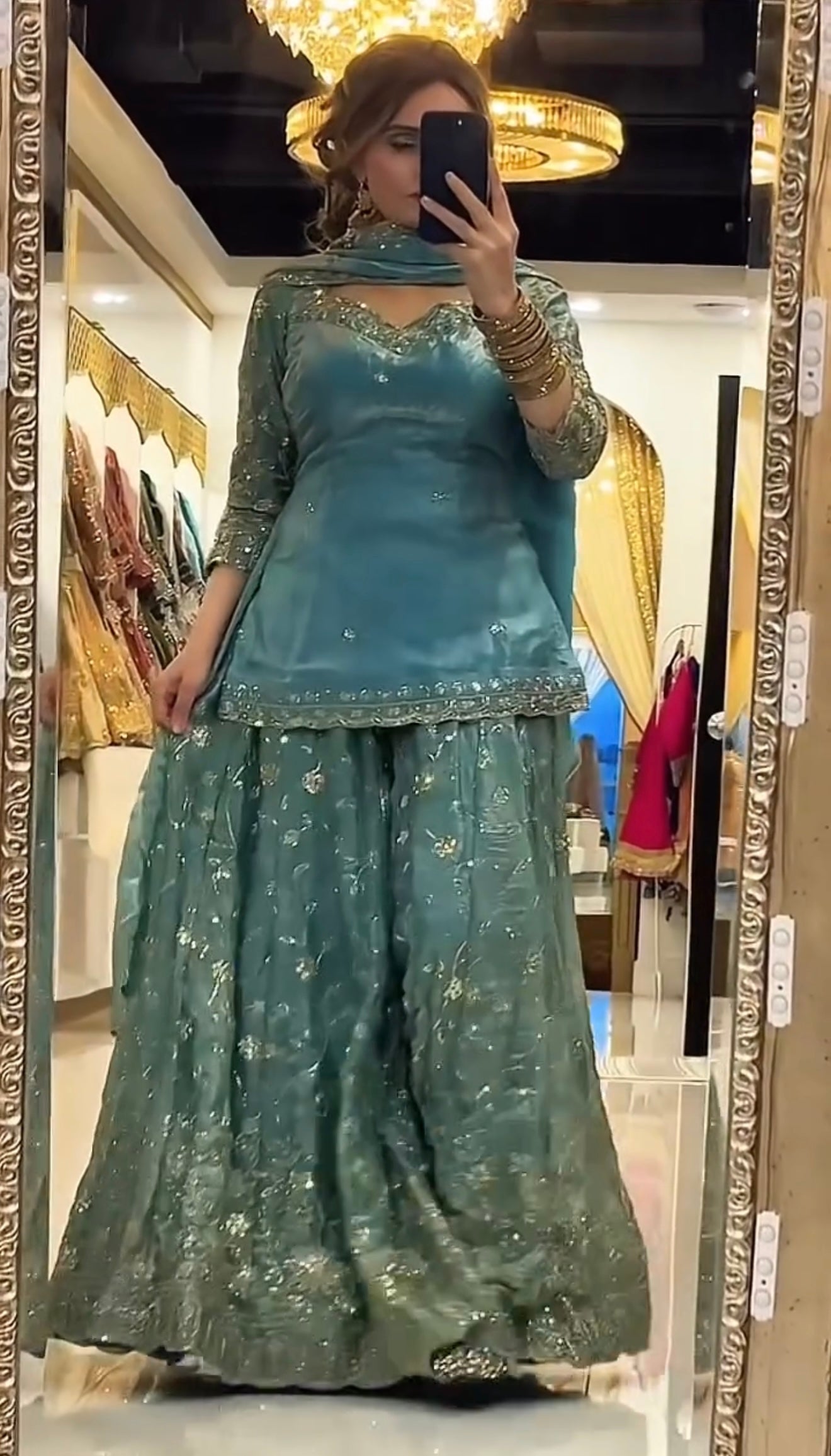 Yash Enterprise Sky Fandy Silk Party Wear Embroidery Sharara Suit Set  Grab2Buy Yash Enterprise Grab2Buy