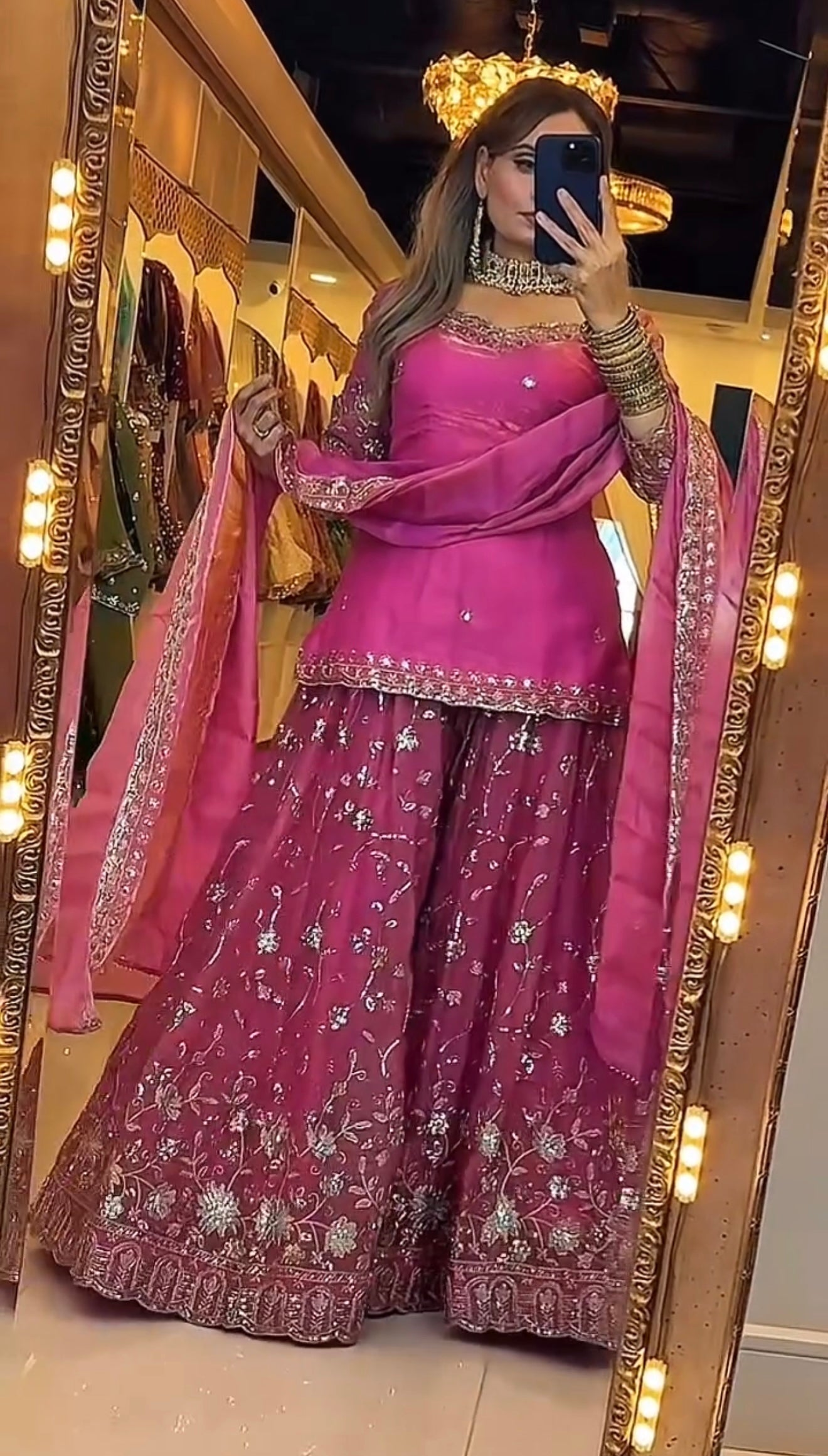Yash Enterprise Rani Pink Fandy Silk Party Wear Embroidery Sharara Suit Set  Grab2Buy Yash Enterprise Grab2Buy
