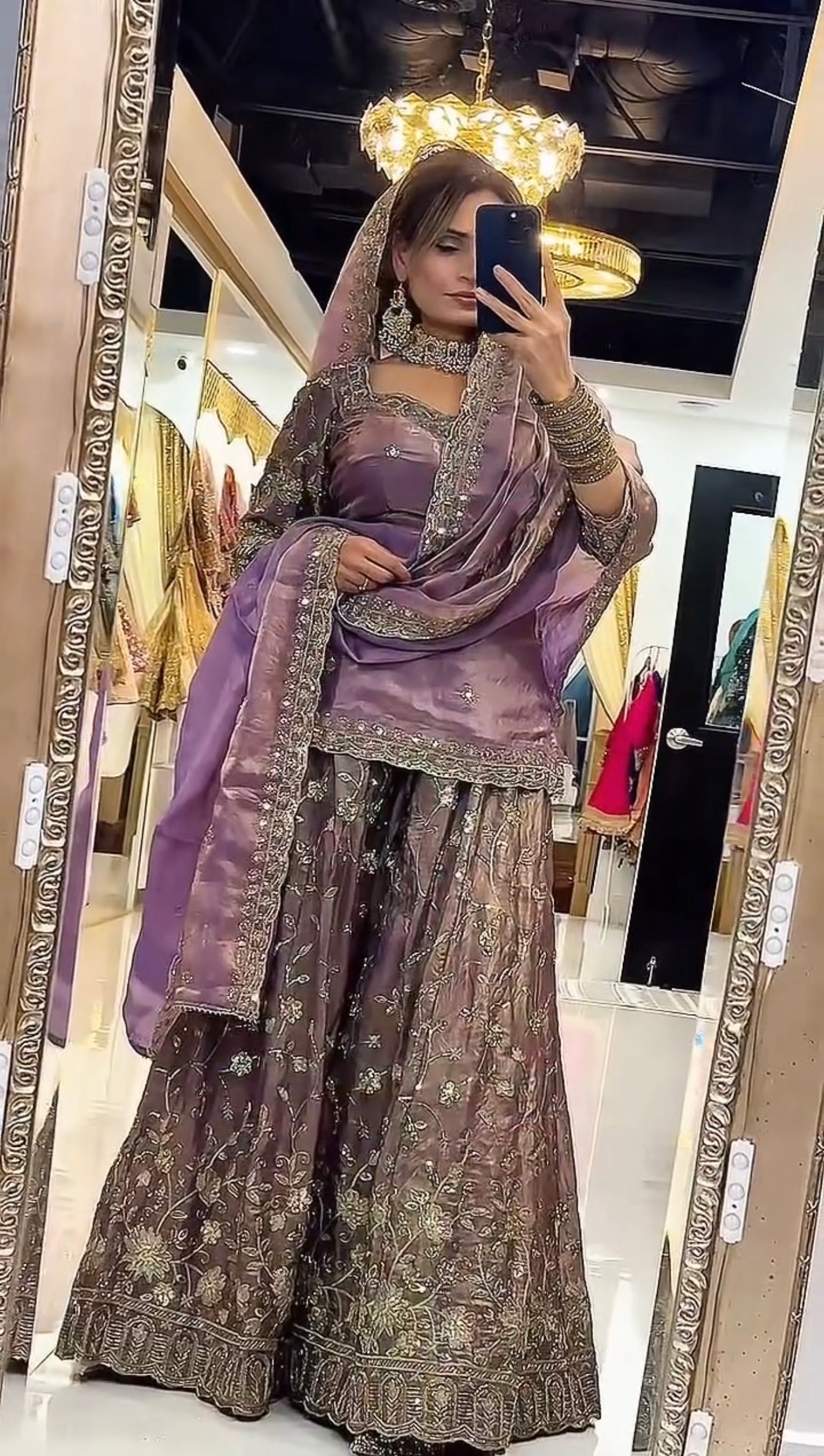 Yash Enterprise Light Purple Fandy Silk Party Wear Embroidery Sharara Suit Set  Grab2Buy Yash Enterprise Grab2Buy
