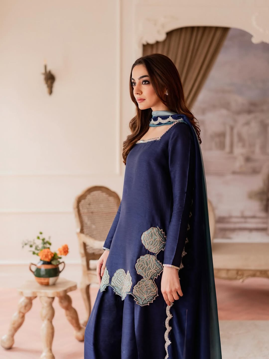 Yash Enterprise Navy Blue Crepe Silk Party Wear Embroidery Sharara Suit Set  Grab2Buy Yash Enterprise Grab2Buy